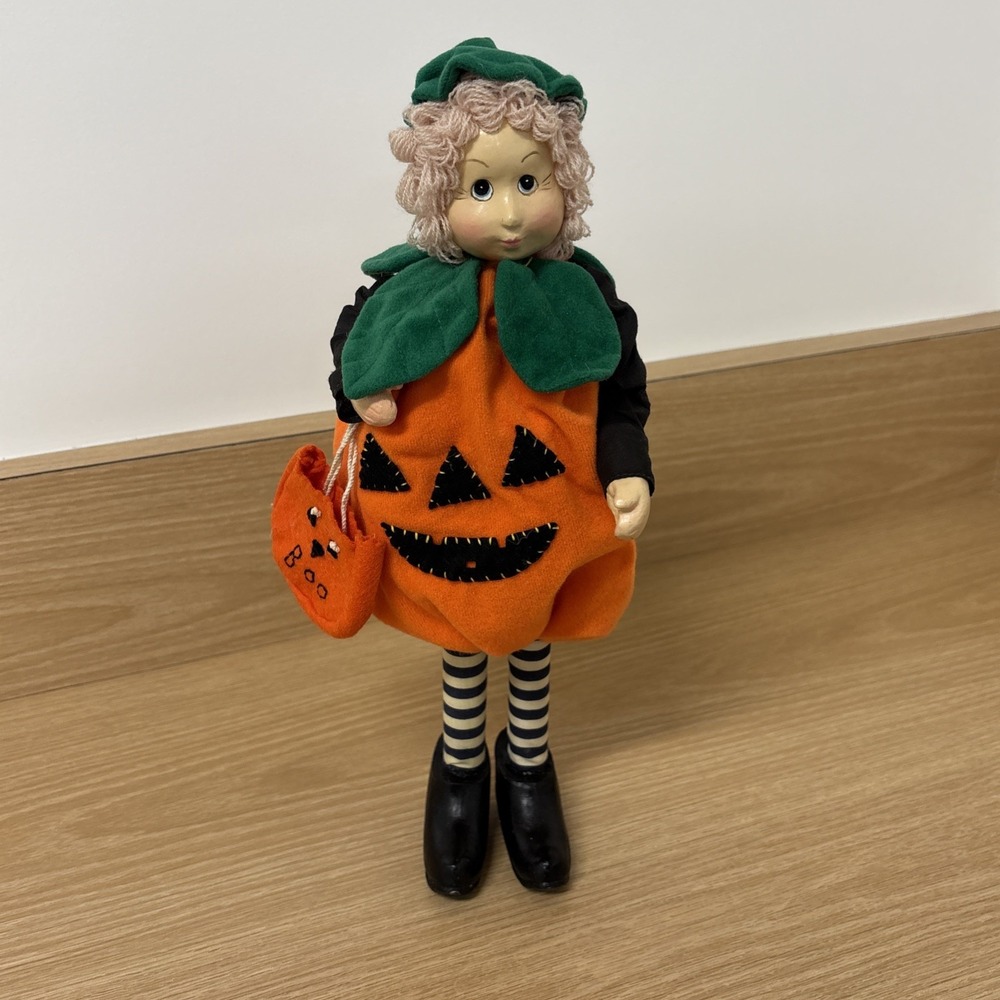 Vintage 1998 Matilda Pumpkin Costume Paper Mache Doll Figure Rare Halloween Box